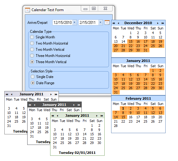 Multi-Calendar Component
